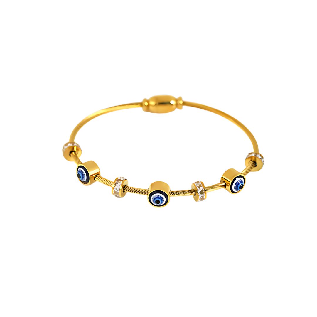 Evil Eyed Bangle Bracelet (Gold)