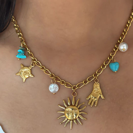 Celestial Glint Charm Necklace