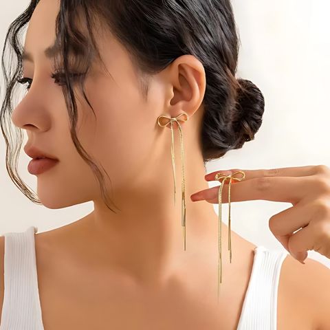 Graceful Bow Drop Earrings