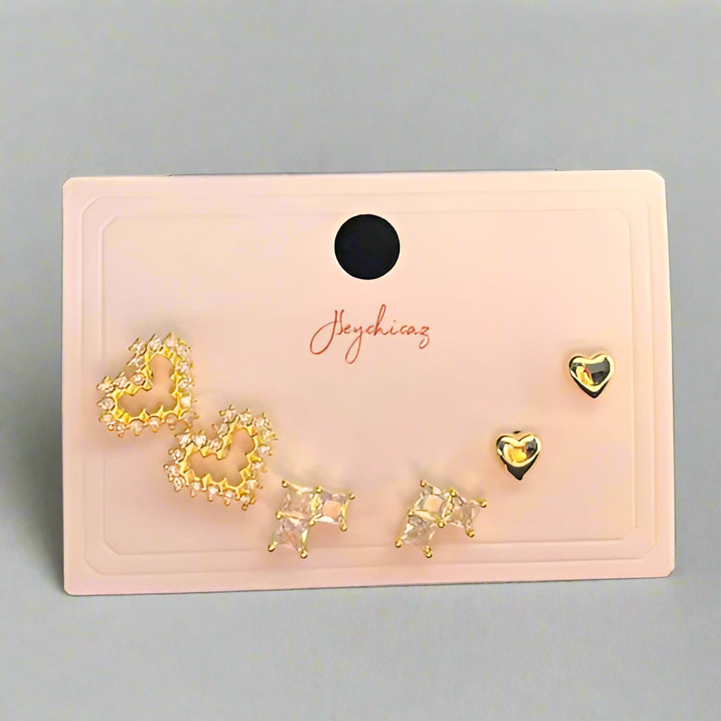 Heartfelt Trio Studs