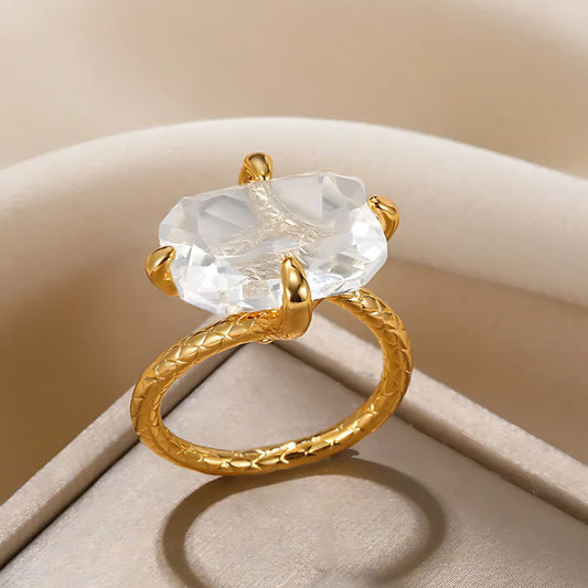 Crystal Edge Rectangle Ring