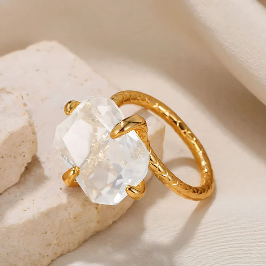 Crystal Edge Rectangle Ring