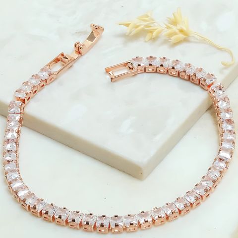 Square Tennis Bracelet (Rose Gold)