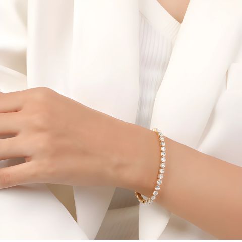 Square Tennis Bracelet (Gold)