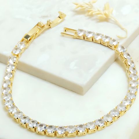 Square Tennis Bracelet (Gold)
