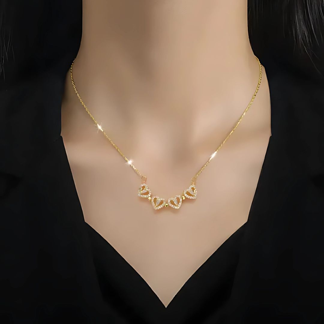 Hearts Cascade Necklace (Gold, Multi-look)