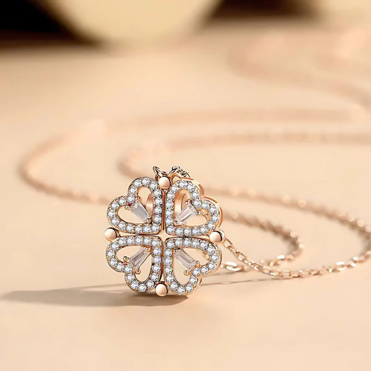 Hearts Cascade Necklace (Rose Gold, Multi-look)