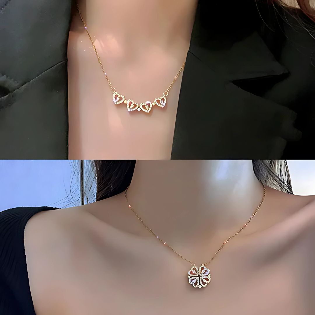 Hearts Cascade Necklace (Rose Gold, Multi-look)