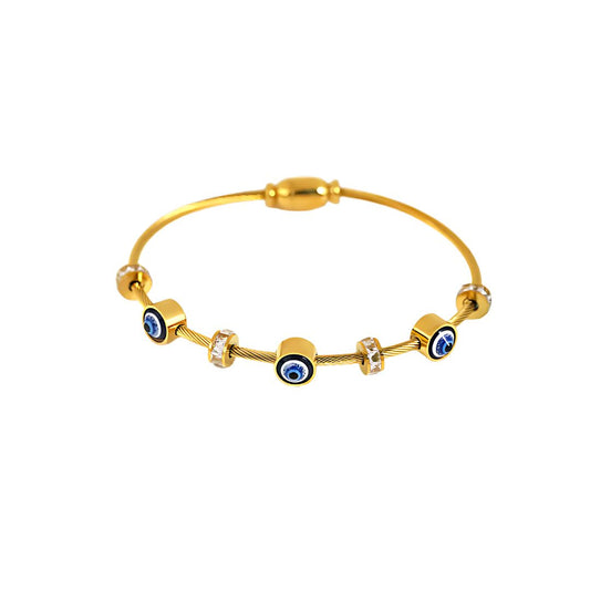 Evil Eyed Bangle Bracelet (Gold)