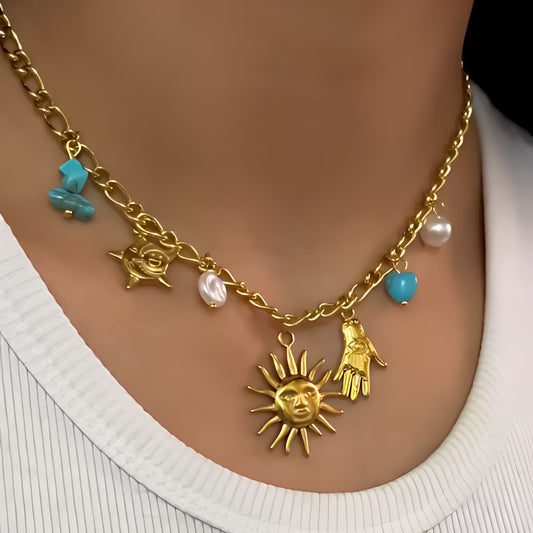 Celestial Glint Charm Necklace