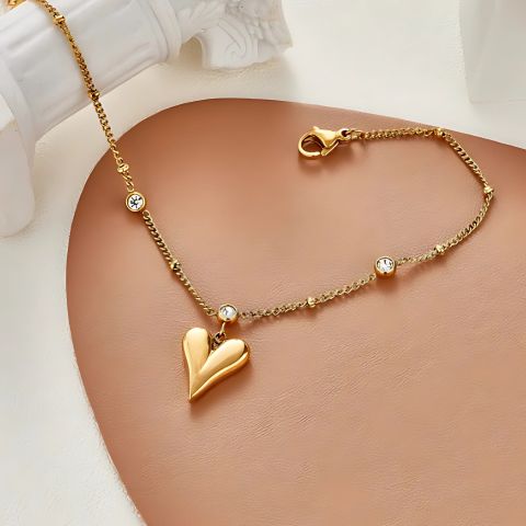 Stone Heart Drop Bracelet