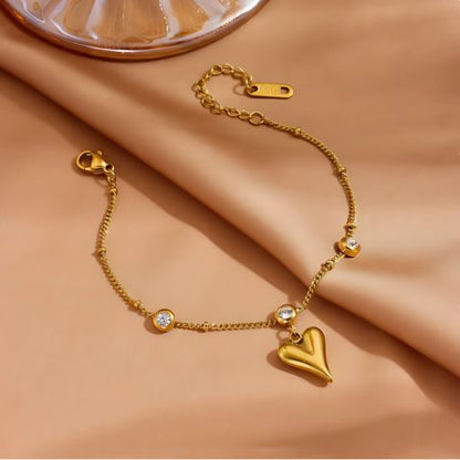 Stone Heart Drop Bracelet