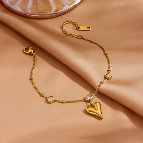 Stone Heart Drop Bracelet