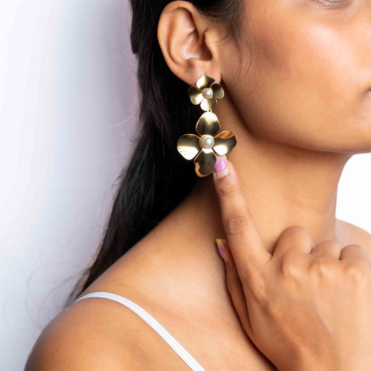 Twin Bloom Pearl Studs