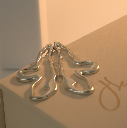 Midnight Swirl Hoops (Silver)