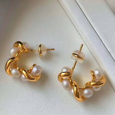 Pearl Twist Hoops