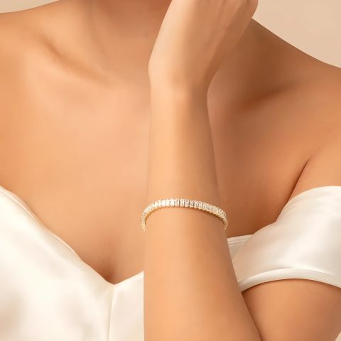 Rectangle Tennis Bracelet (Gold)