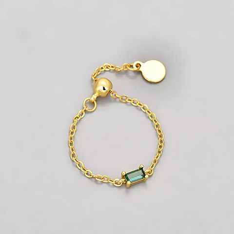 Green Gaze Ring (Adjustable, Rectangle)