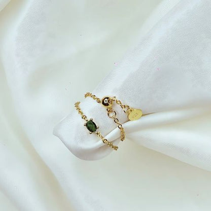 Green Gaze Ring (Adjustable, Oval)
