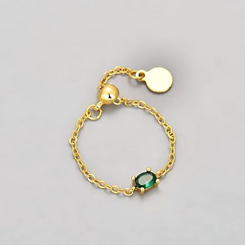 Green Gaze Ring (Adjustable, Oval)