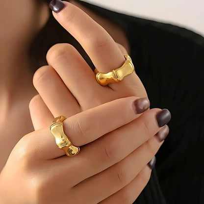 Dainty Bamboo Shaped Ring (Adjustable)