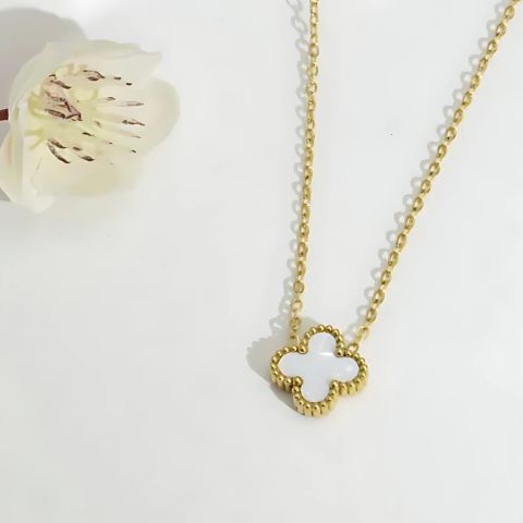 White Single Clover Necklace
